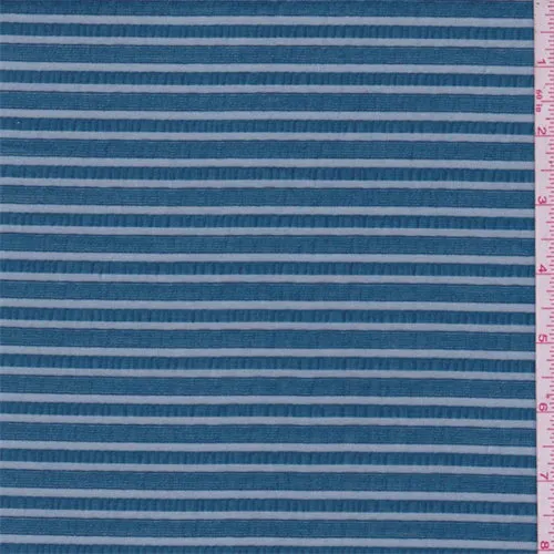 3 1/4 YD PC-Peacock Blue Satin Stripe Organza Fabric