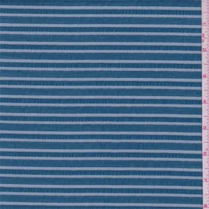 3 1/4 YD PC-Peacock Blue Satin Stripe Organza Fabric