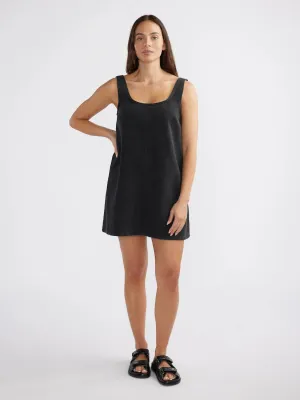 AMELIE DENIM MINI DRESS - WASHED BLACK