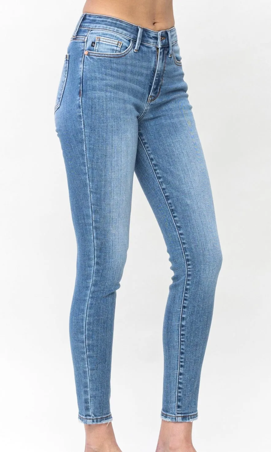 Arafie Medium Wash Mid Waist Vintage Skinny Stretch Denim Jean