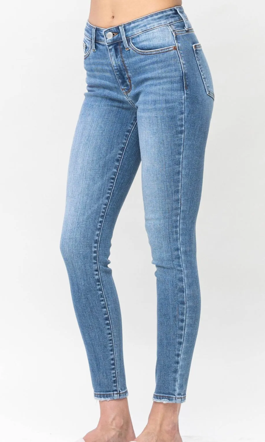 Arafie Medium Wash Mid Waist Vintage Skinny Stretch Denim Jean