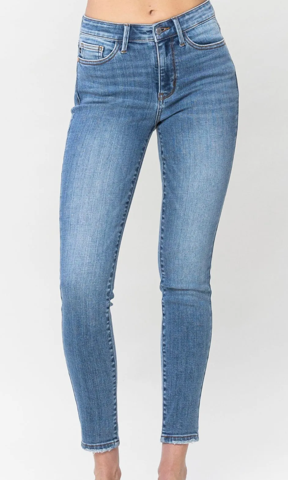 Arafie Medium Wash Mid Waist Vintage Skinny Stretch Denim Jean