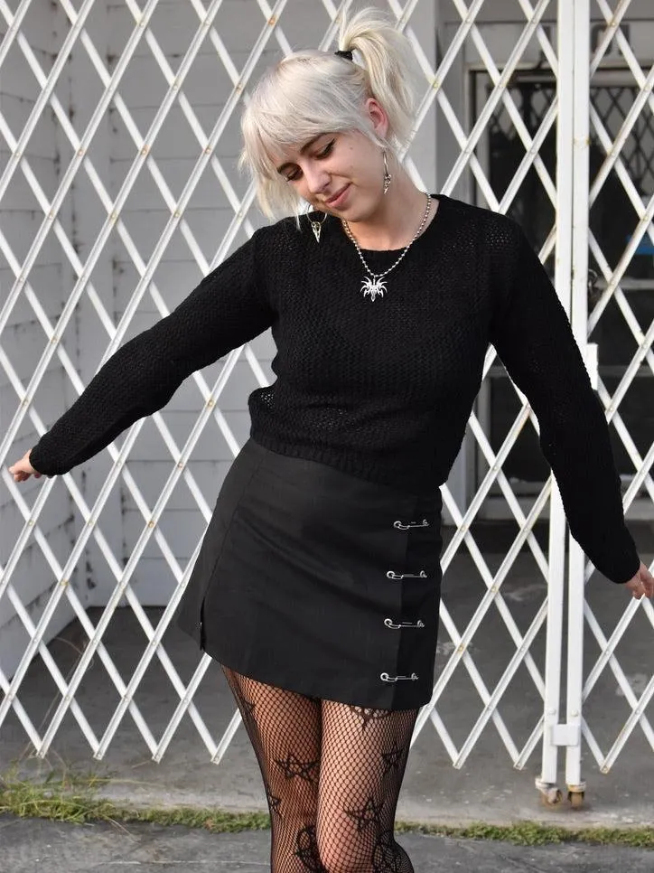 Araneida Black Spider Web Knit Sweater