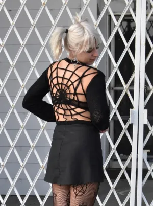 Araneida Black Spider Web Knit Sweater