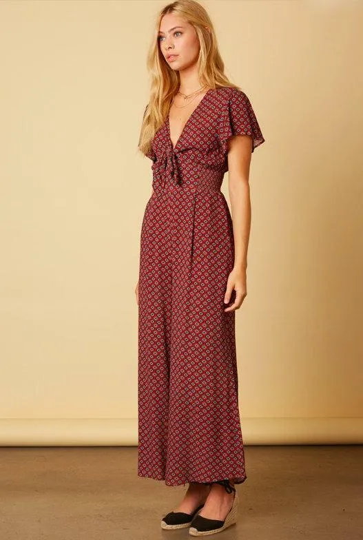 Bella Mia Burgundy Print Jumpsuit