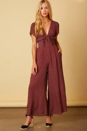 Bella Mia Burgundy Print Jumpsuit