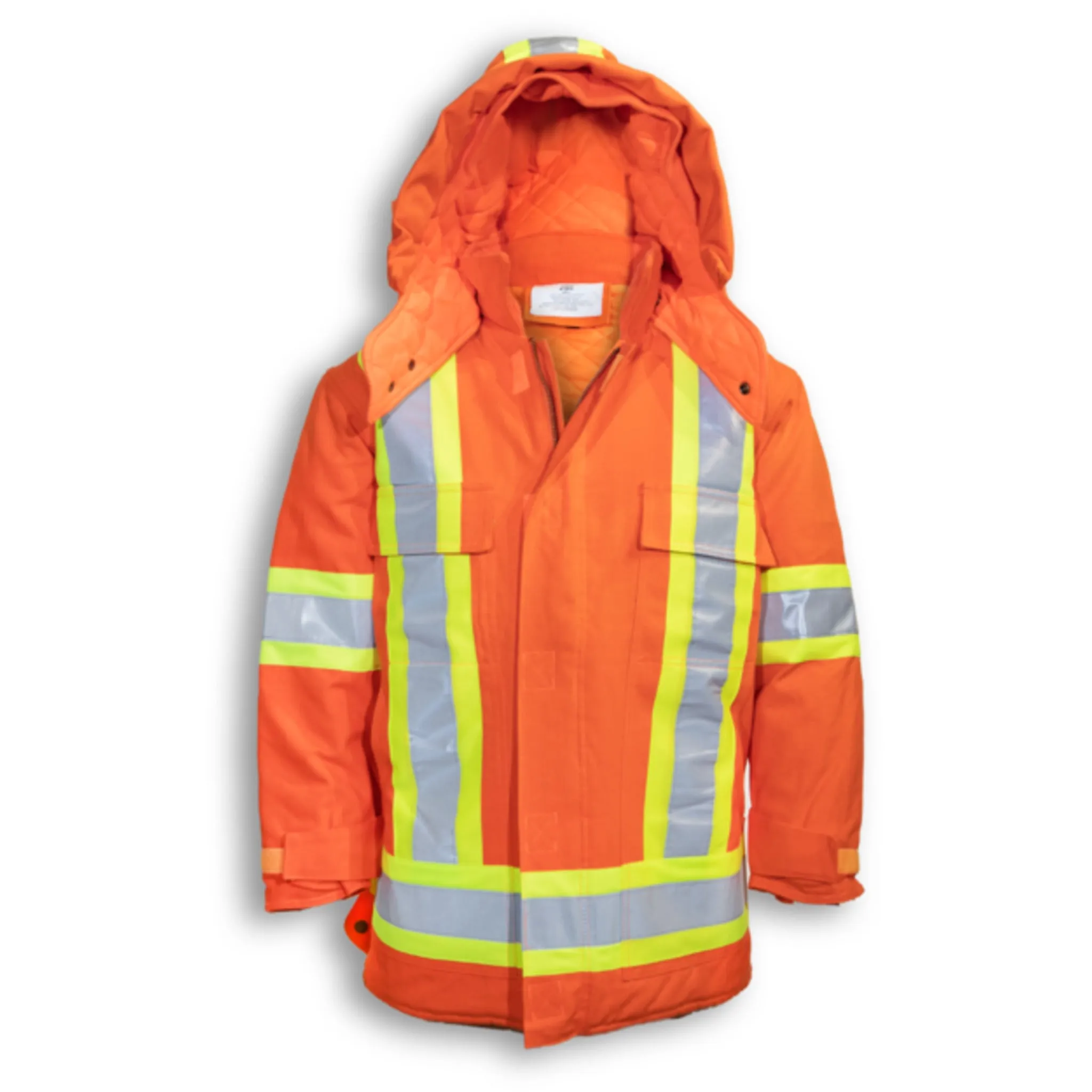 Big K BK461 Men's Cotton Duck Hi Vis Safety Jacket CSA Quilt Lined with Detachable Hood | 3M Reflective Tape | Multiple Pockets | Durable & Warm