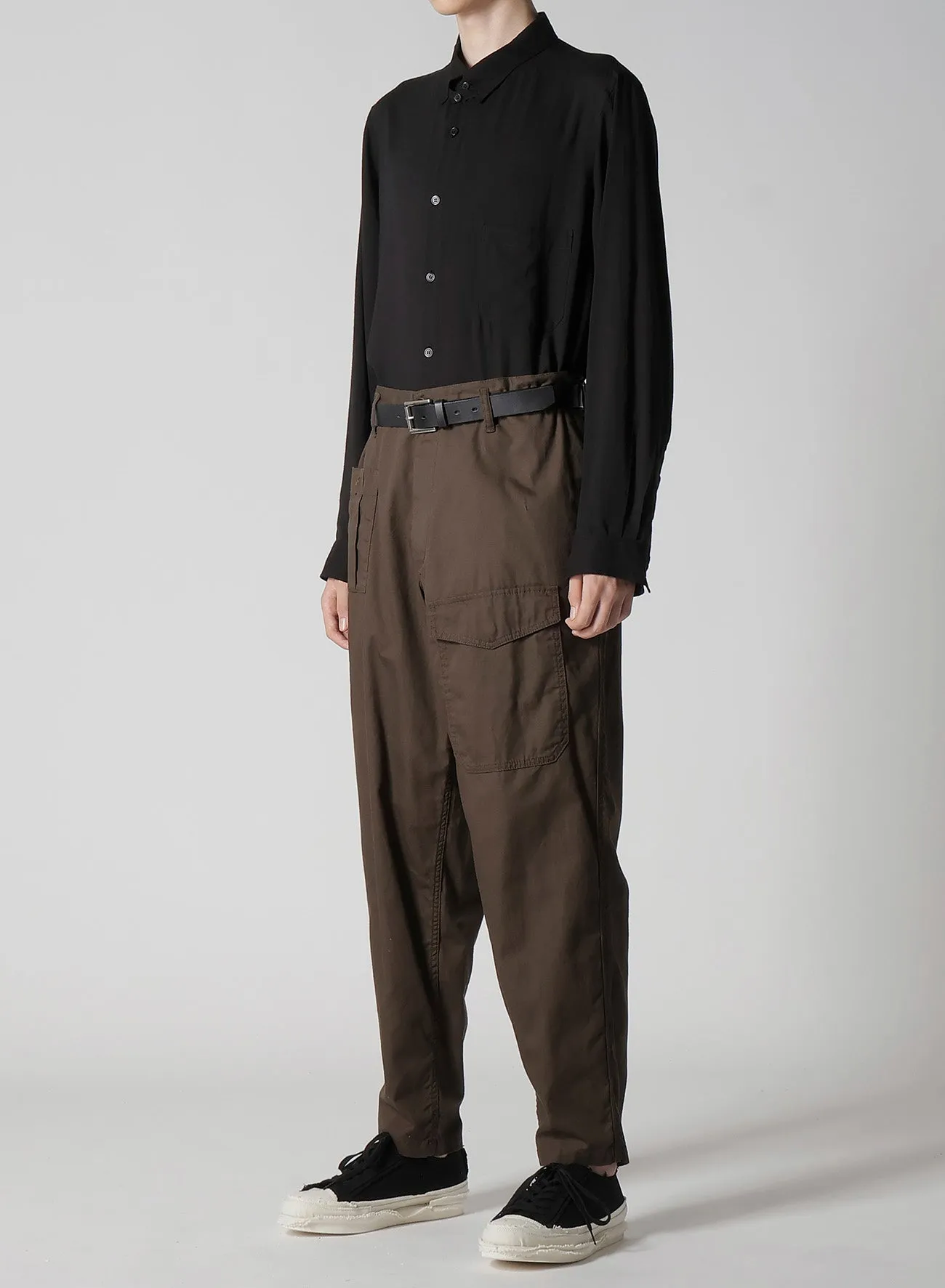 BLACK SCANDAL OXFORD NO-TUCK WAIST STRING WORK PANTS