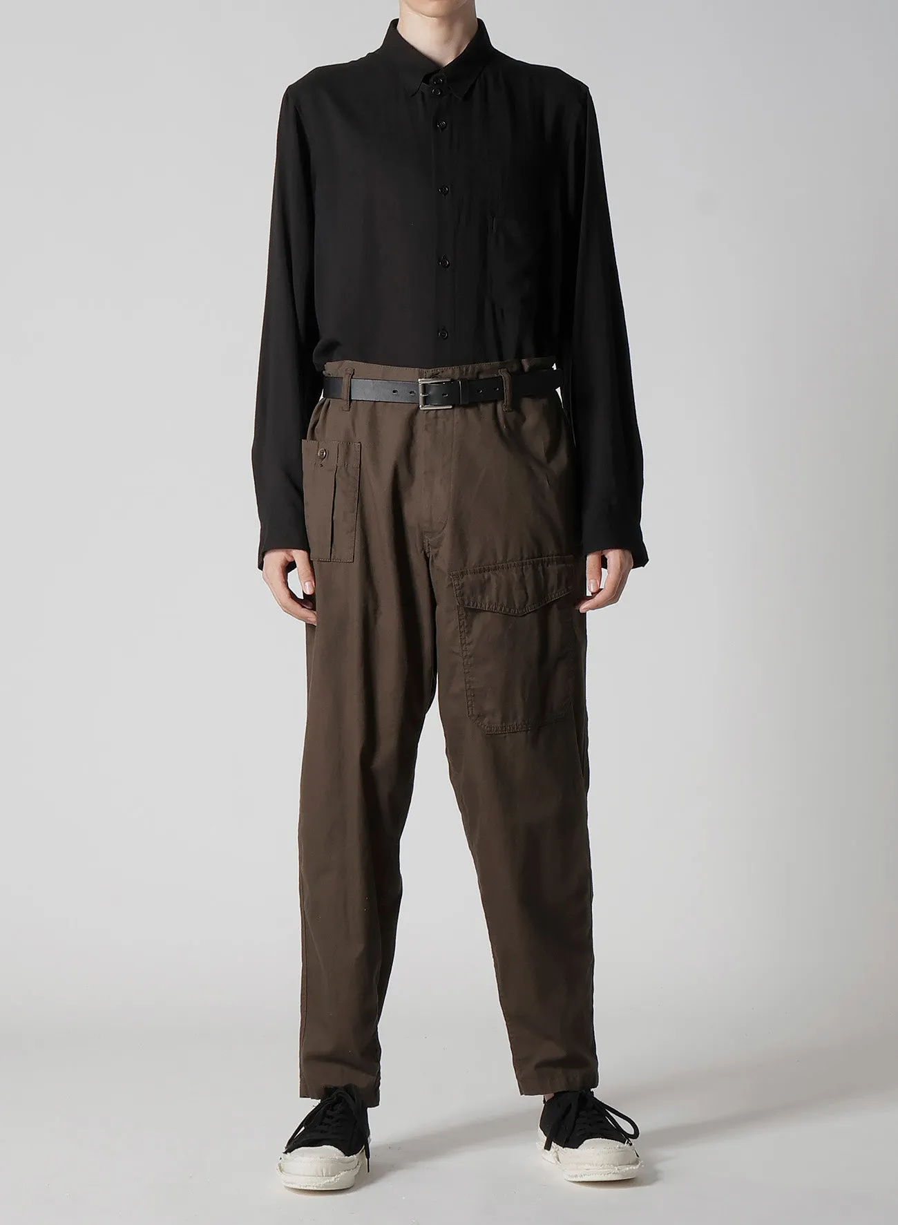 BLACK SCANDAL OXFORD NO-TUCK WAIST STRING WORK PANTS
