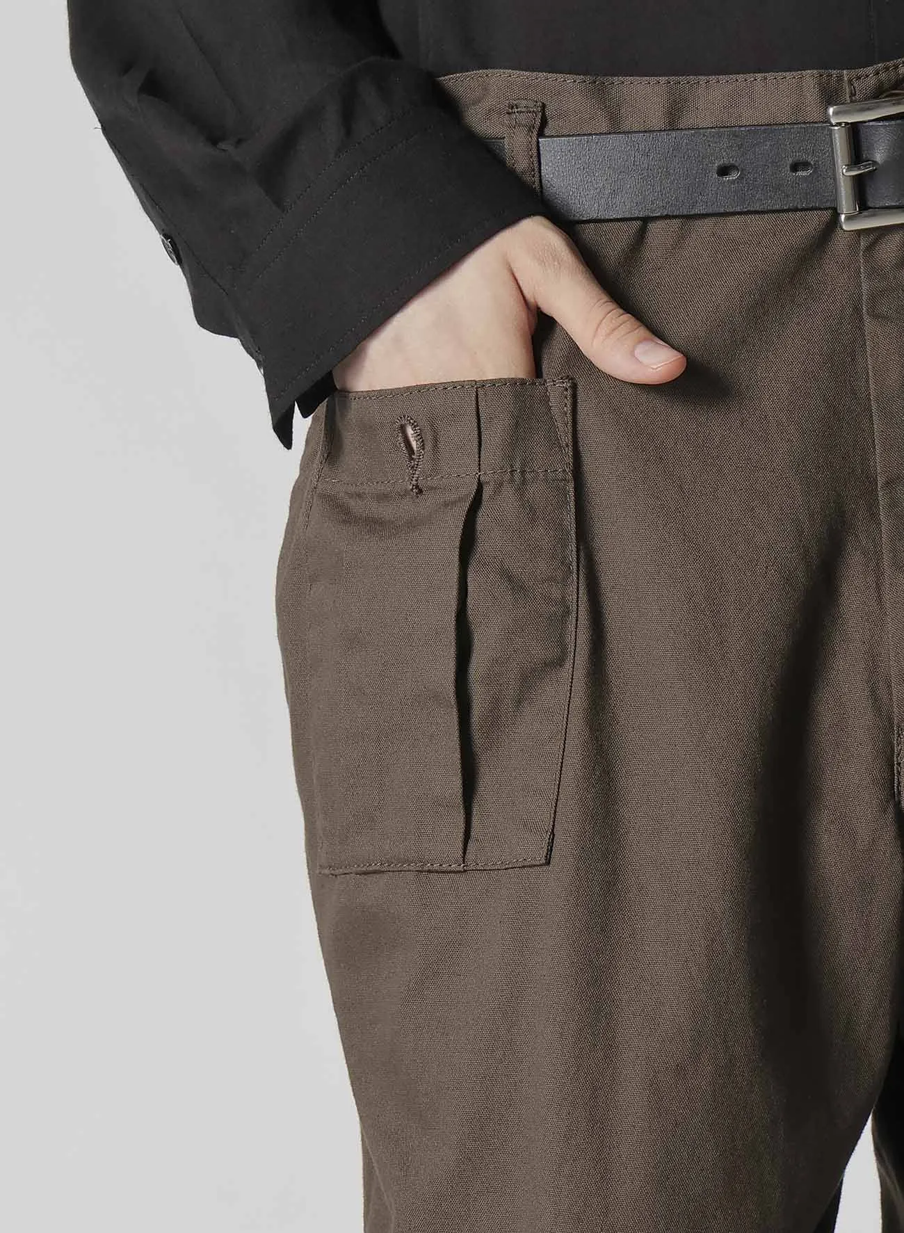 BLACK SCANDAL OXFORD NO-TUCK WAIST STRING WORK PANTS