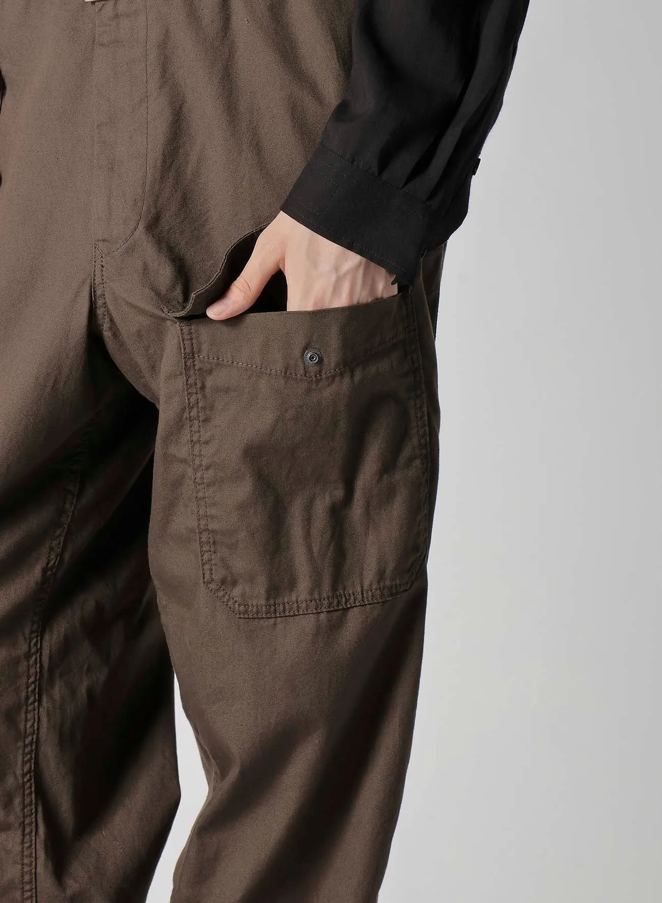 BLACK SCANDAL OXFORD NO-TUCK WAIST STRING WORK PANTS