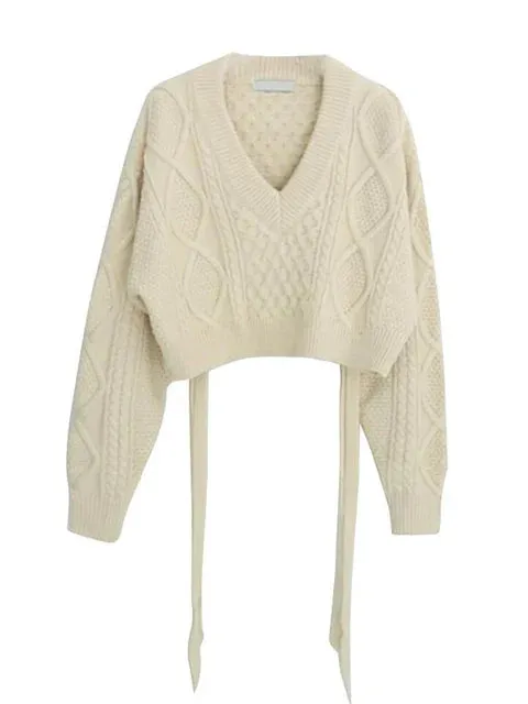 Breezy Mornings Knit Tie-Back Cropped Sweater