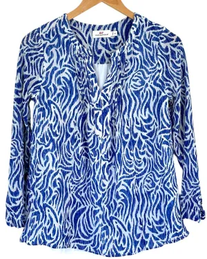 Bright Winter Zebra Print Silk Pintuck Blouse