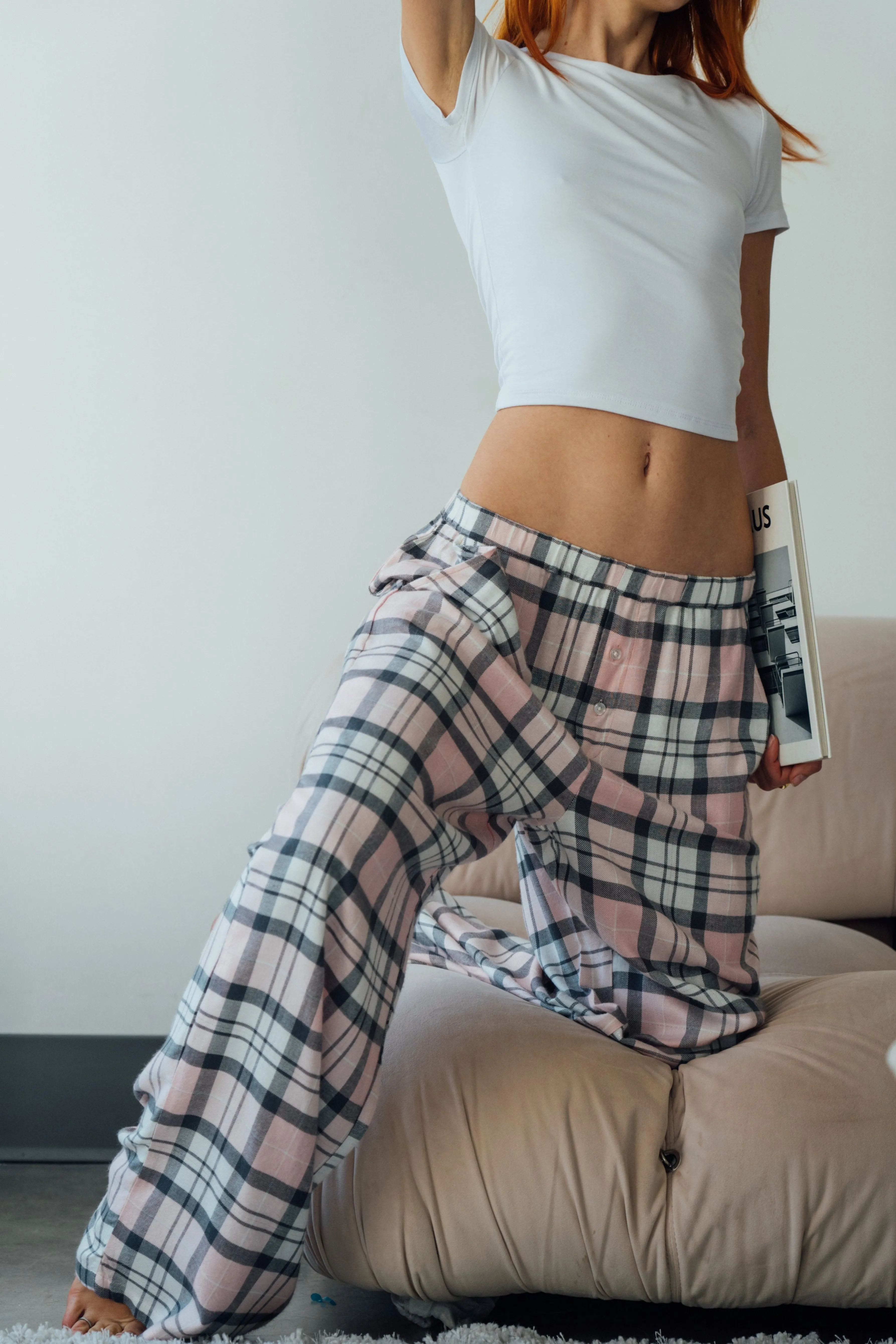 Buttoned Dorm Pant - Black Pink