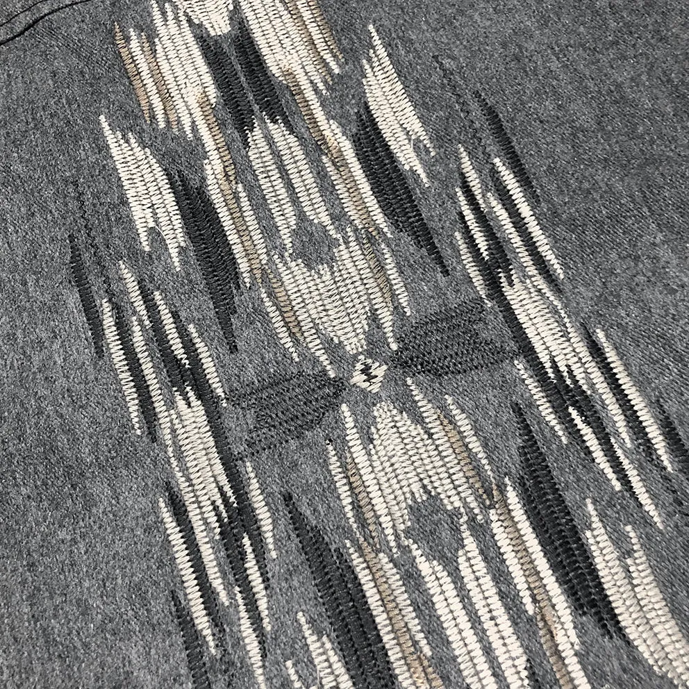BZEN M.3203R-SILAS NAV-G REGULAR FIT LINED VEST WITH NATIVE AMERICAN MOTIF BRUSHED TWILL-12OZ-E0 GREY