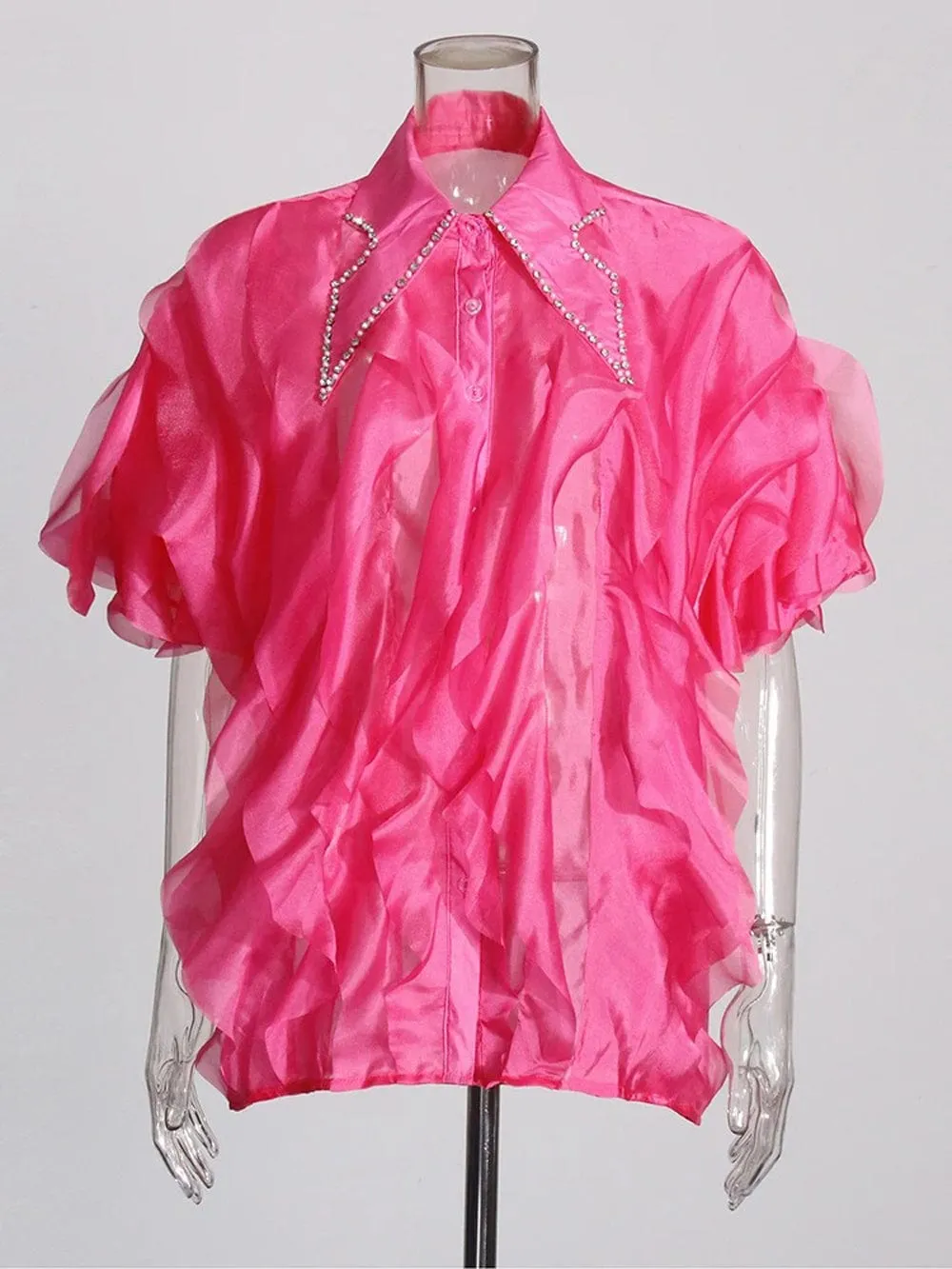 Ceilie Folds Diamond Single Breasted Shirt