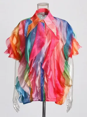 Ceilie Folds Diamond Single Breasted Shirt