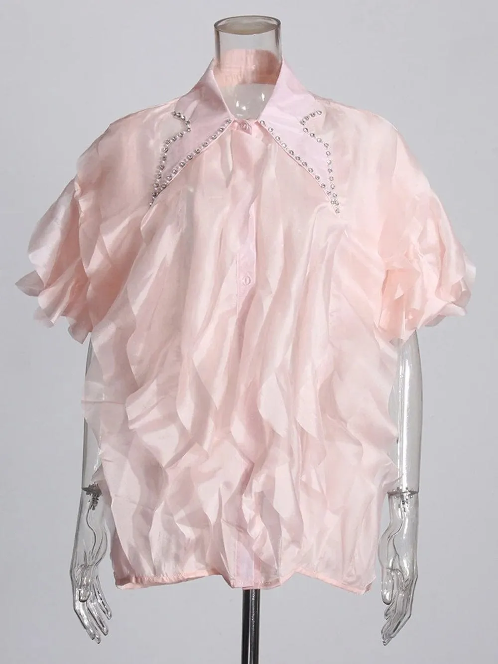 Ceilie Folds Diamond Single Breasted Shirt