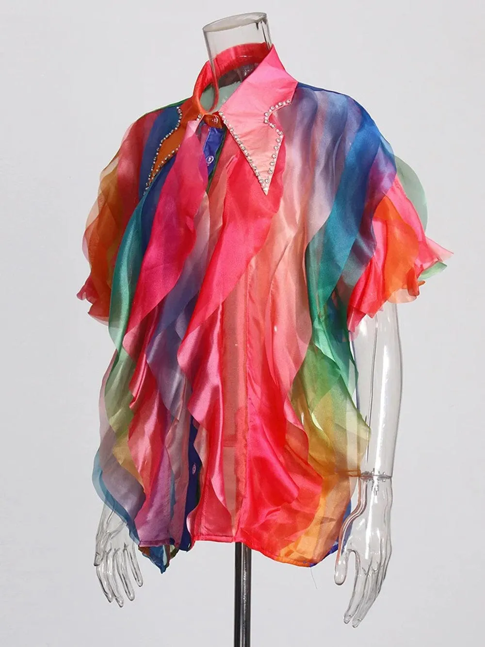 Ceilie Folds Diamond Single Breasted Shirt