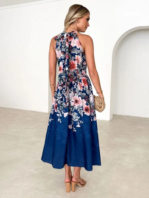 Chic Bohemian Halterneck Dress with Flattering Waist Design - Stylish Women's Fashion