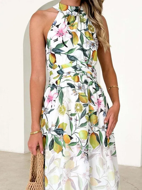 Chic Bohemian Halterneck Dress with Flattering Waist Design - Stylish Women's Fashion