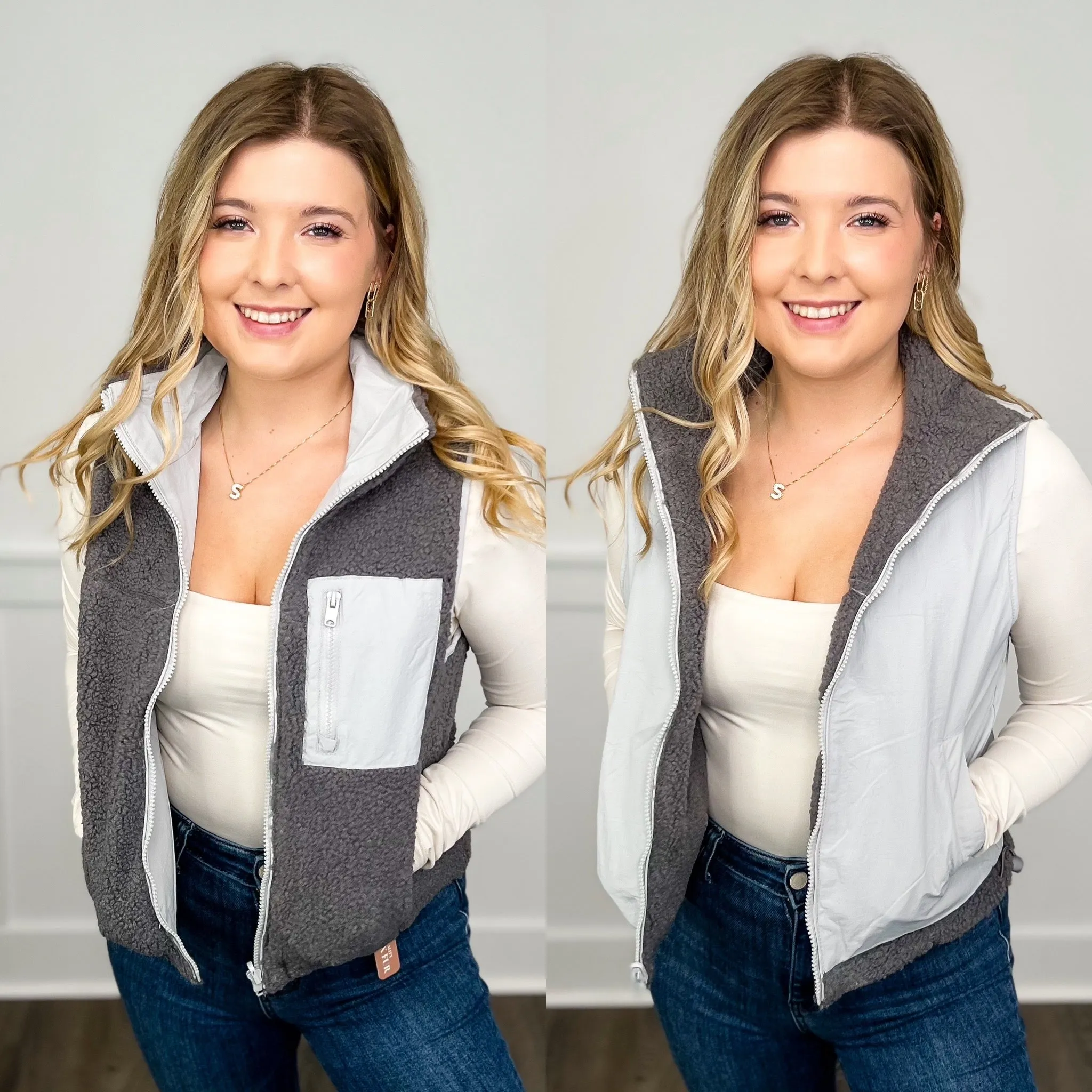 Cold Weather Sherpa Reversible Avery Mae Vest - 3 colors!