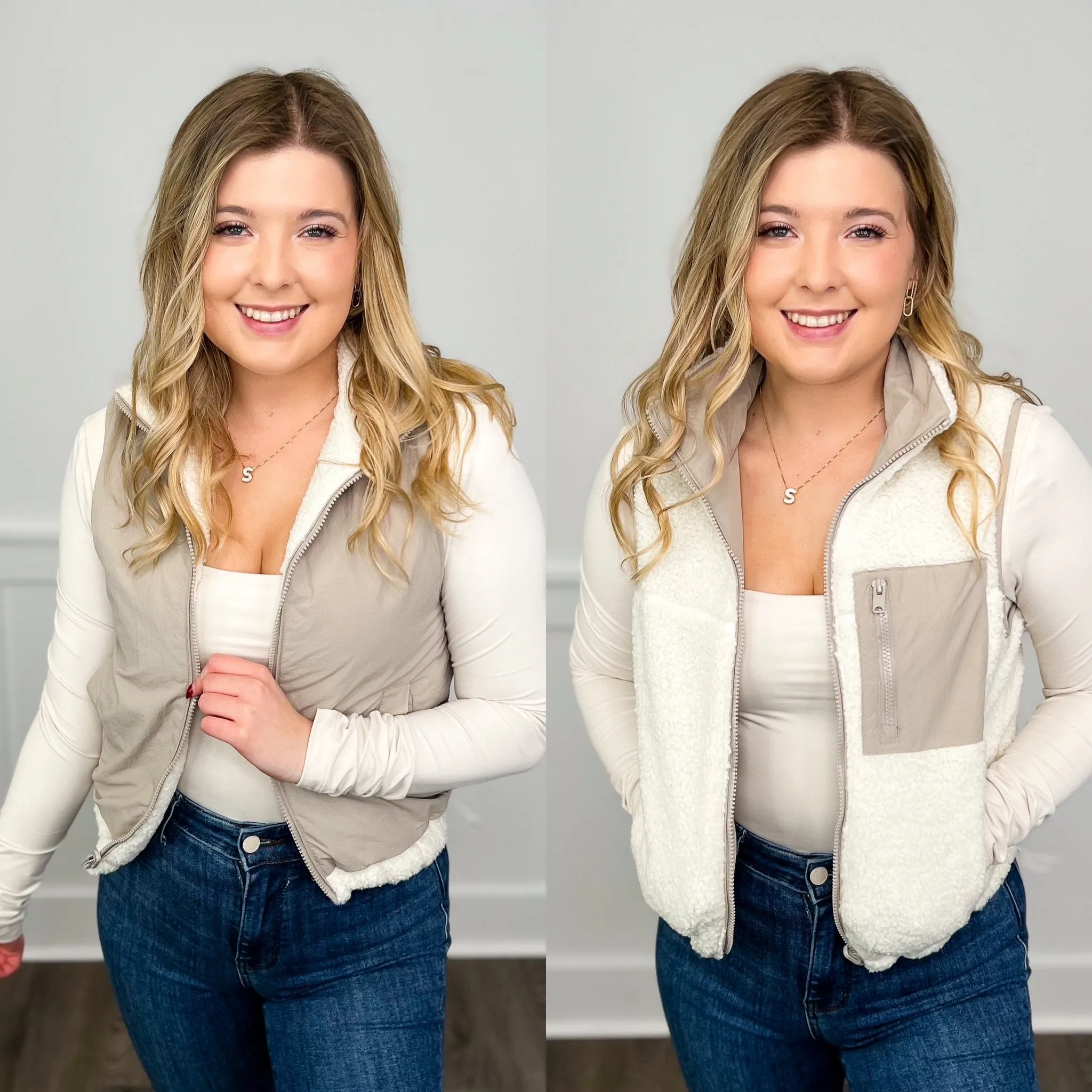 Cold Weather Sherpa Reversible Avery Mae Vest - 3 colors!