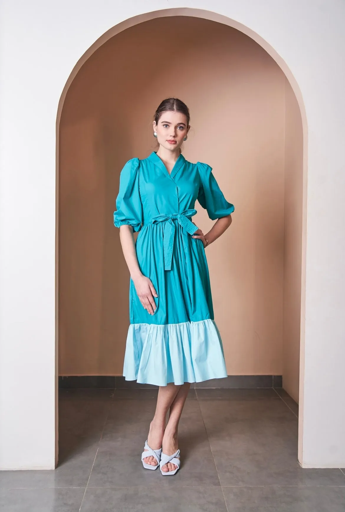 Color Block Midi  Dress