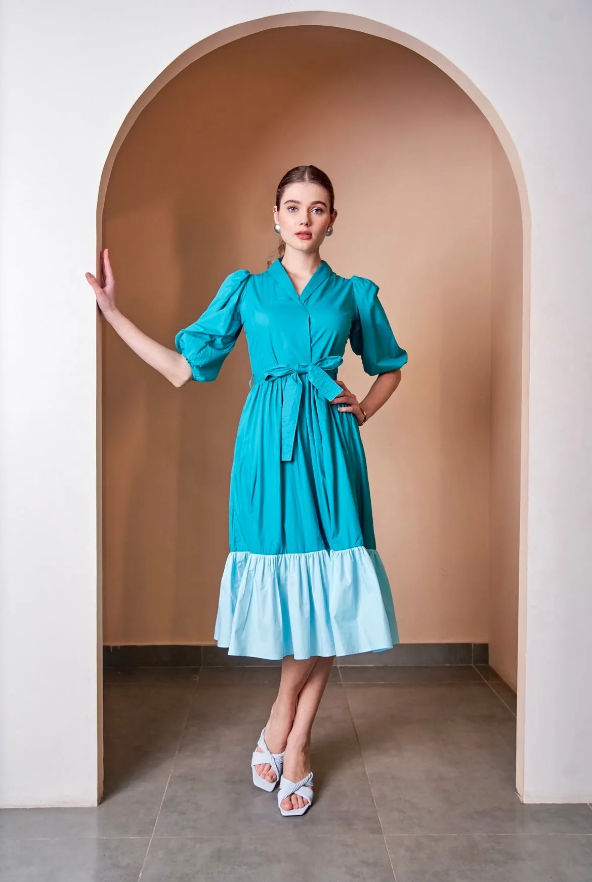 Color Block Midi  Dress