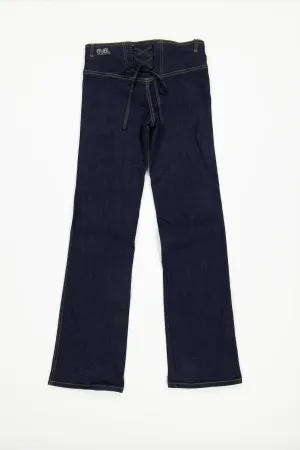 Corset Bootleg Jeans. 2002. Low Rise. Stretch. Deep Indigo