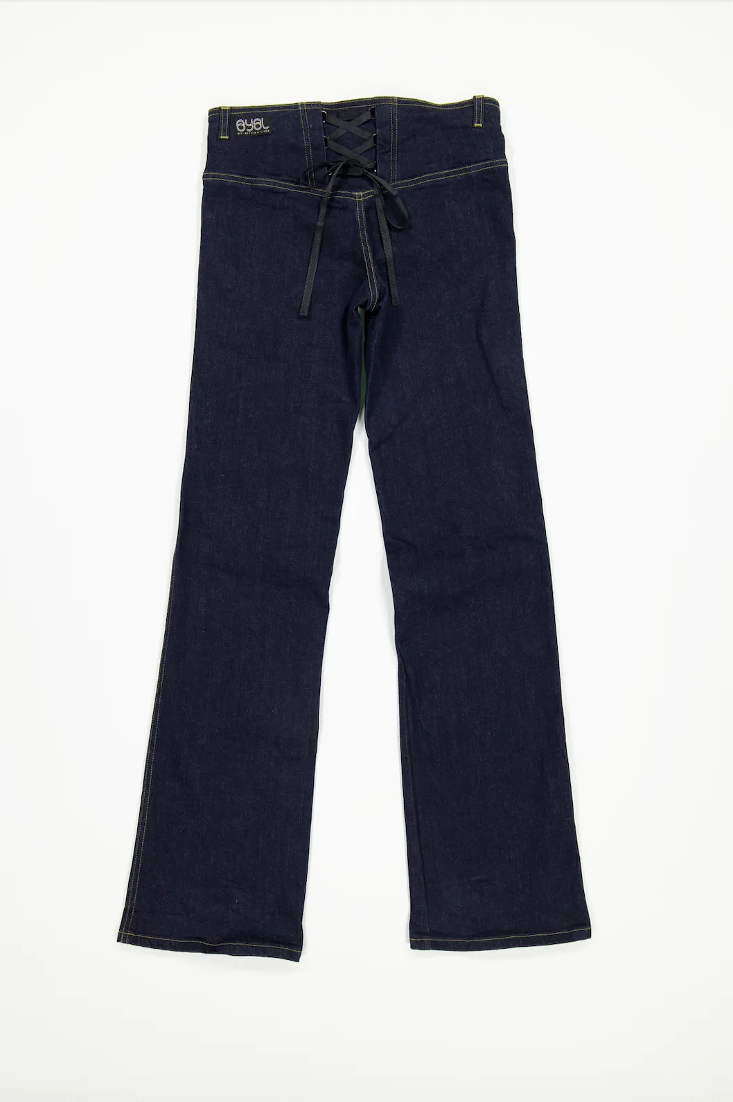 Corset Bootleg Jeans. 2002. Low Rise. Stretch. Deep Indigo