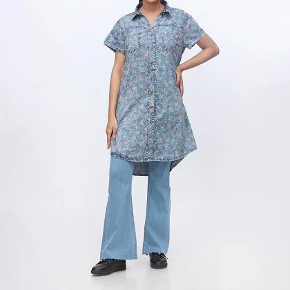 Denim Floral Button Through Shirt PW3972