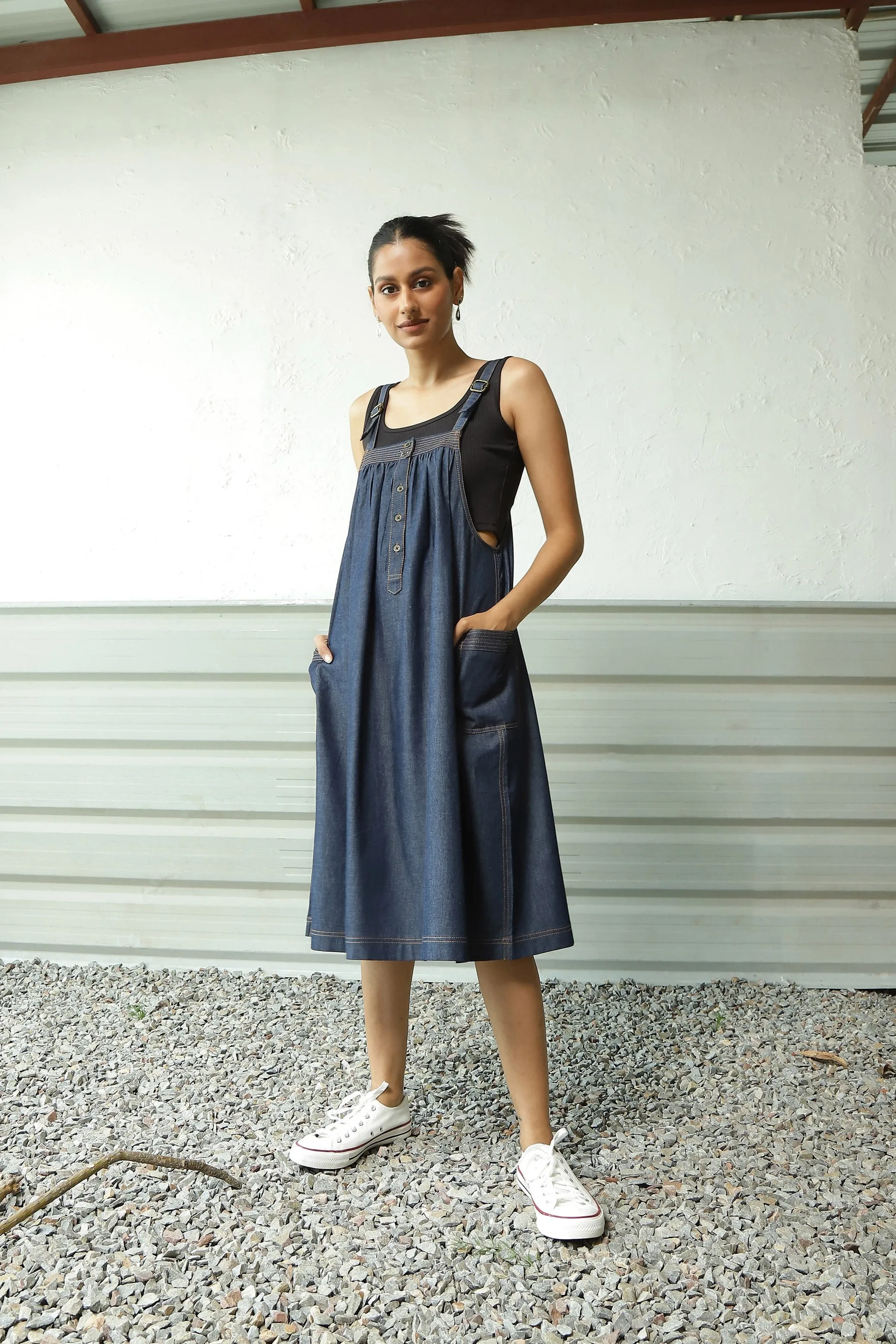 Denim Suspender Dress