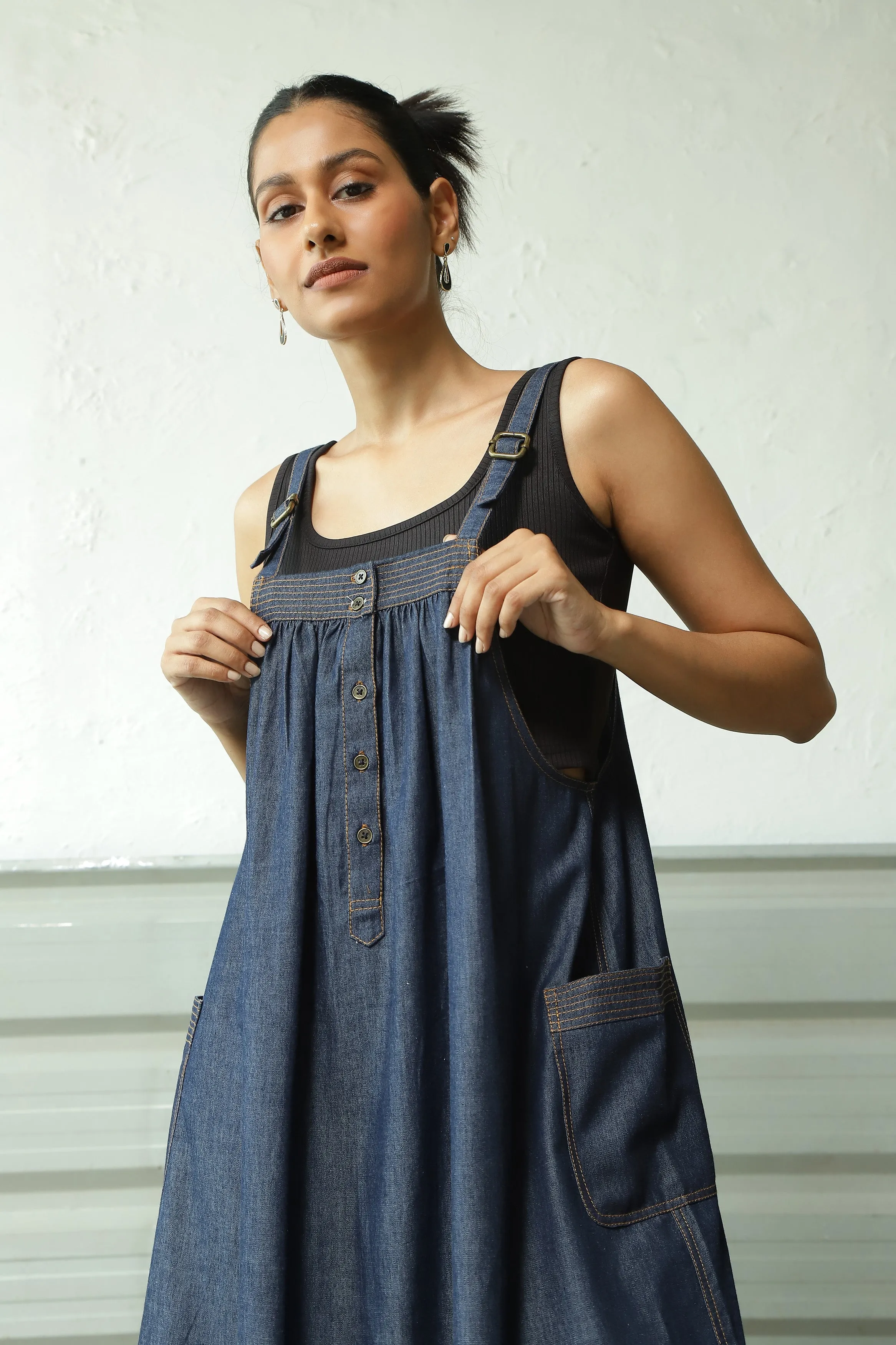Denim Suspender Dress