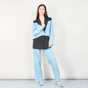 Distressed denim contrast blazer wholesale