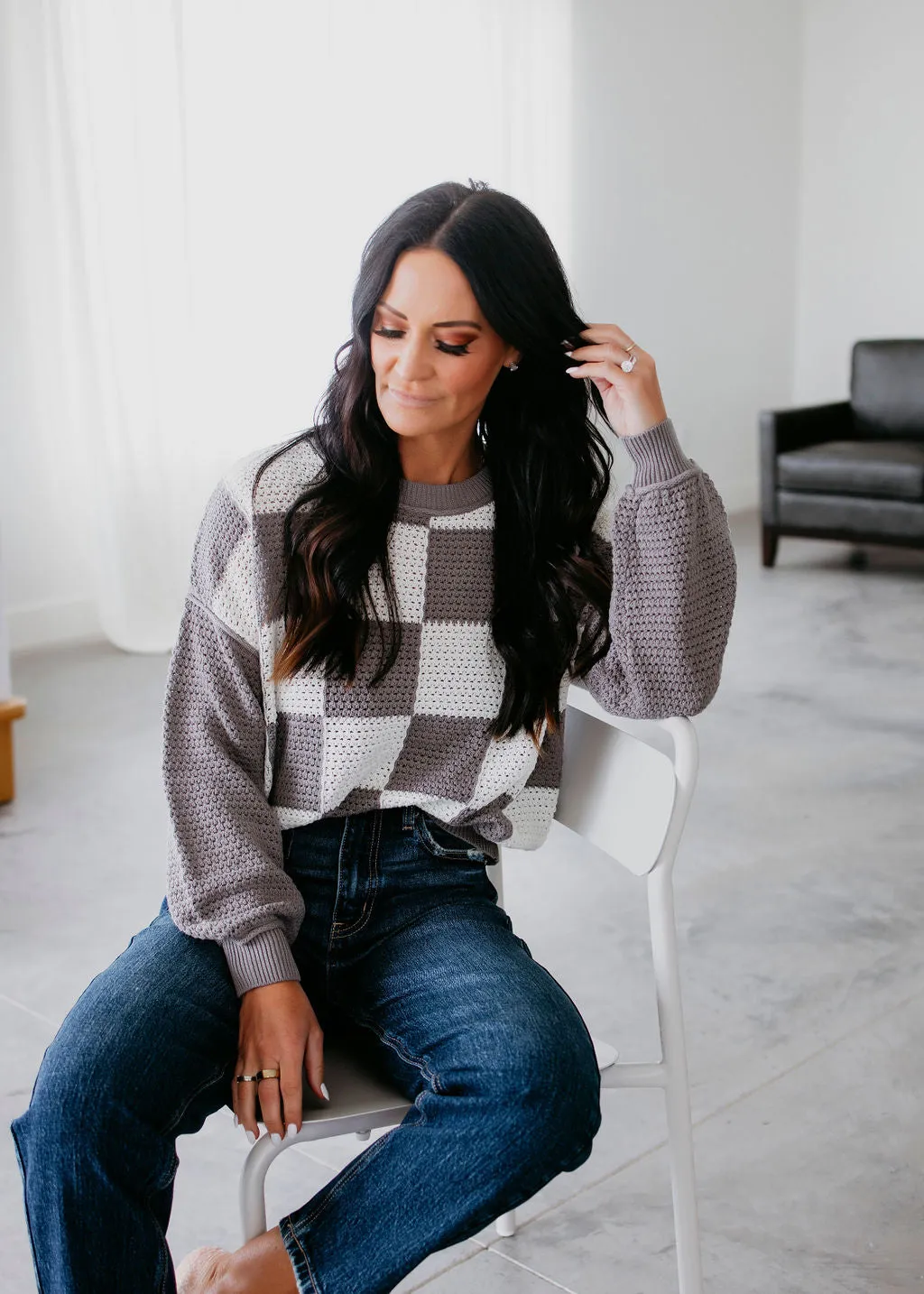 Dravin Checkered Knit Sweater