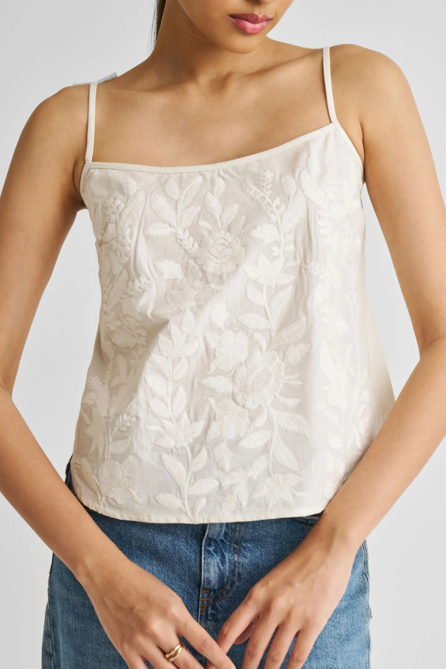 Embroidered Camisole Top in White