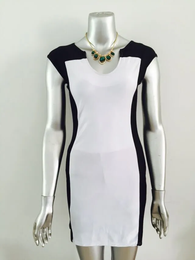 Europe Elegant Summer Women Office OL Slim Look Hip Flattering Short Sleeve Dress