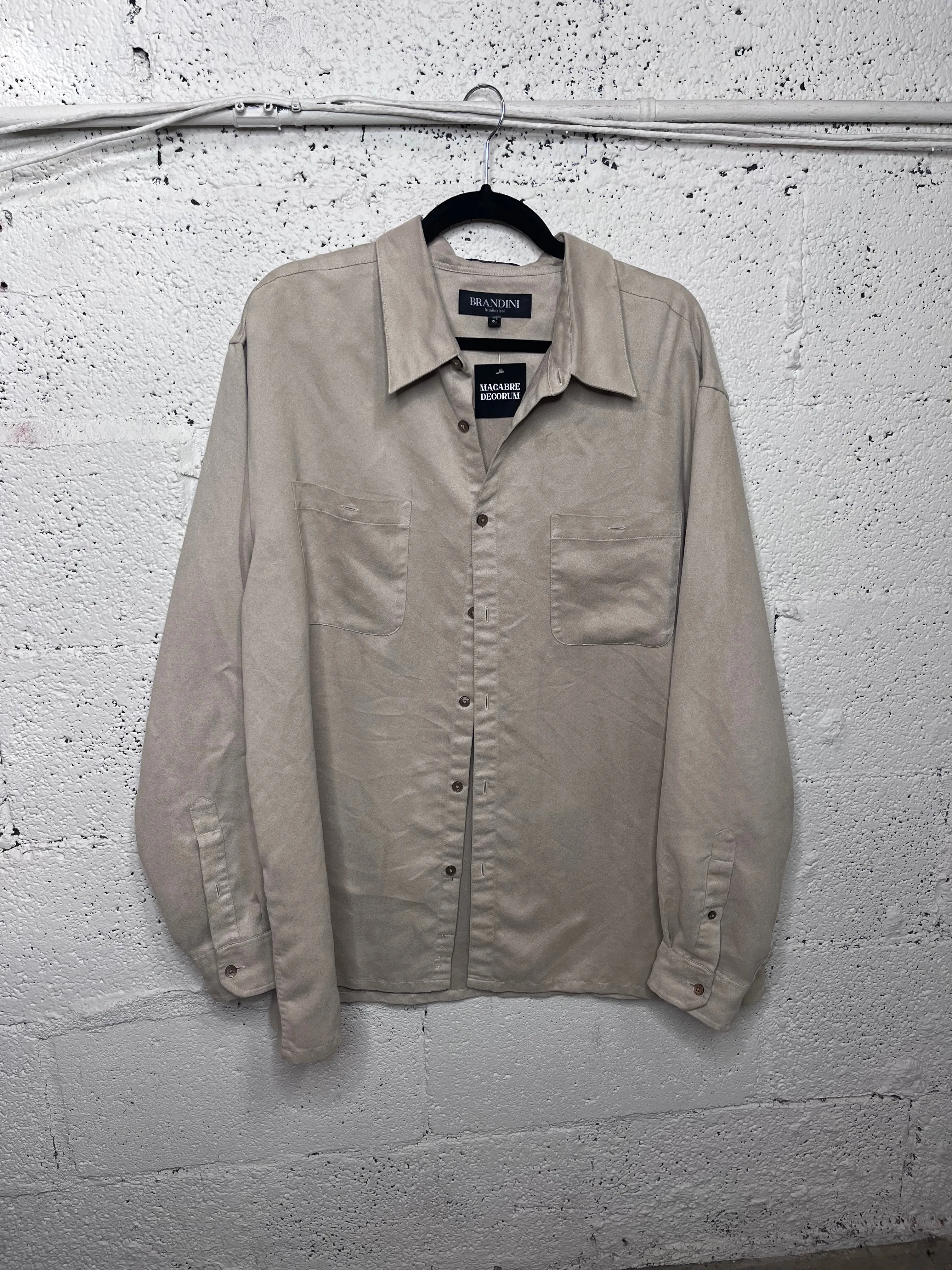 Faux Suede Button Up