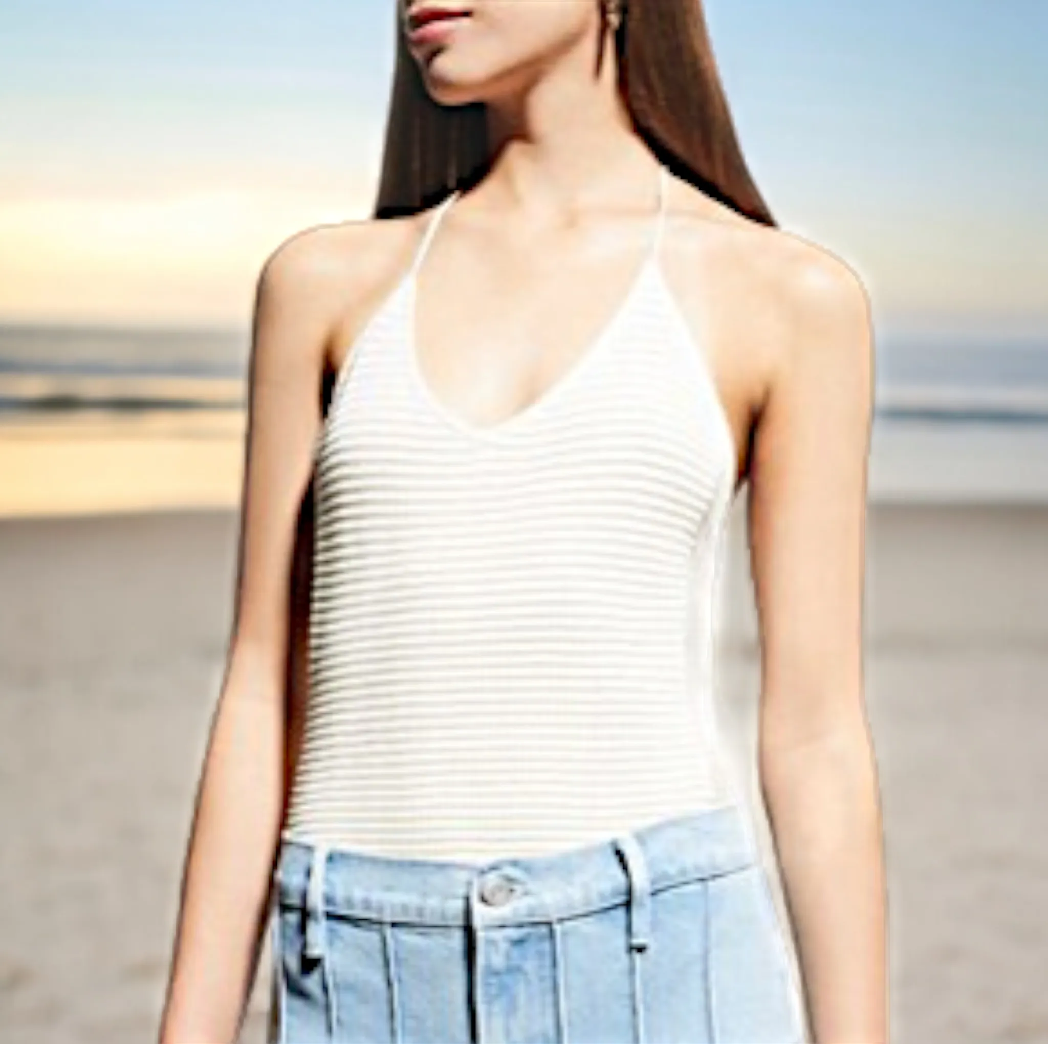 FRAME Crochet Halter Bodysuit