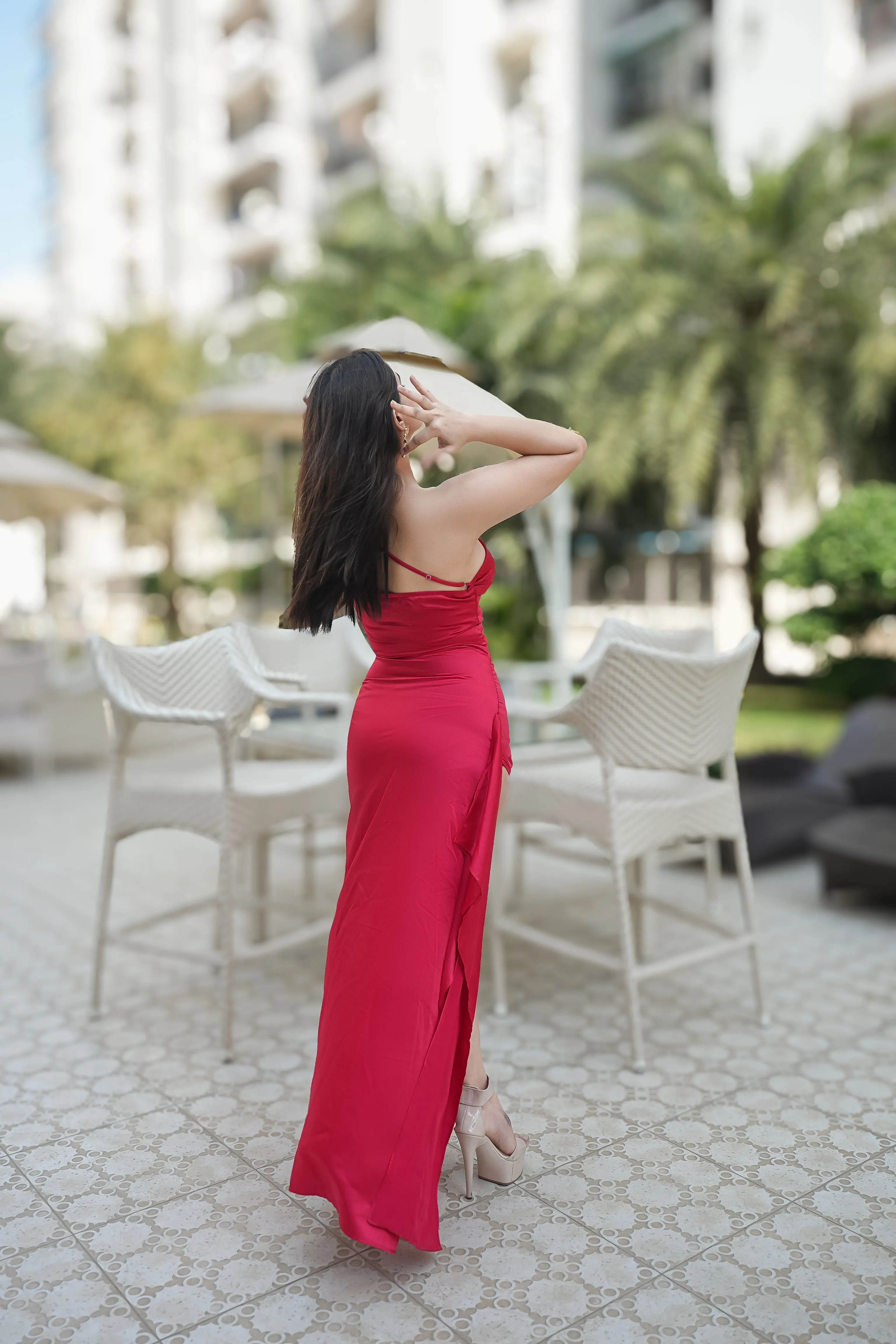 High slit Sartin Dress