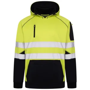 High Vis 3 Pockets 5 thread Pullover Hoodies - Yellow/Navy