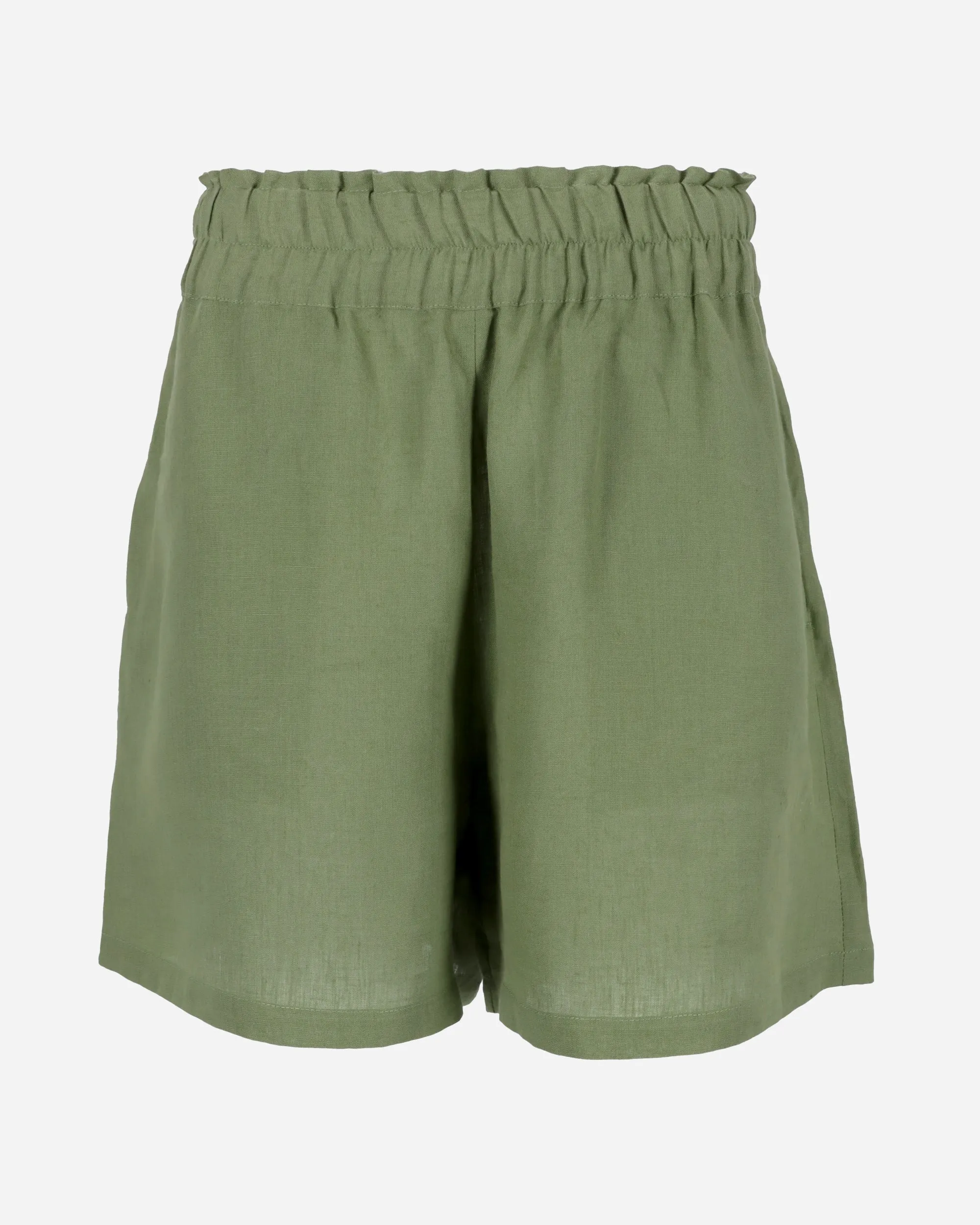 High waisted linen shorts CUENCA in Forest green