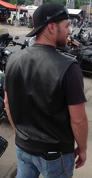 Highway Leather Tifton Motorcycle Vest, Gun pockets, SOA Club, Hardcore Biker Vest