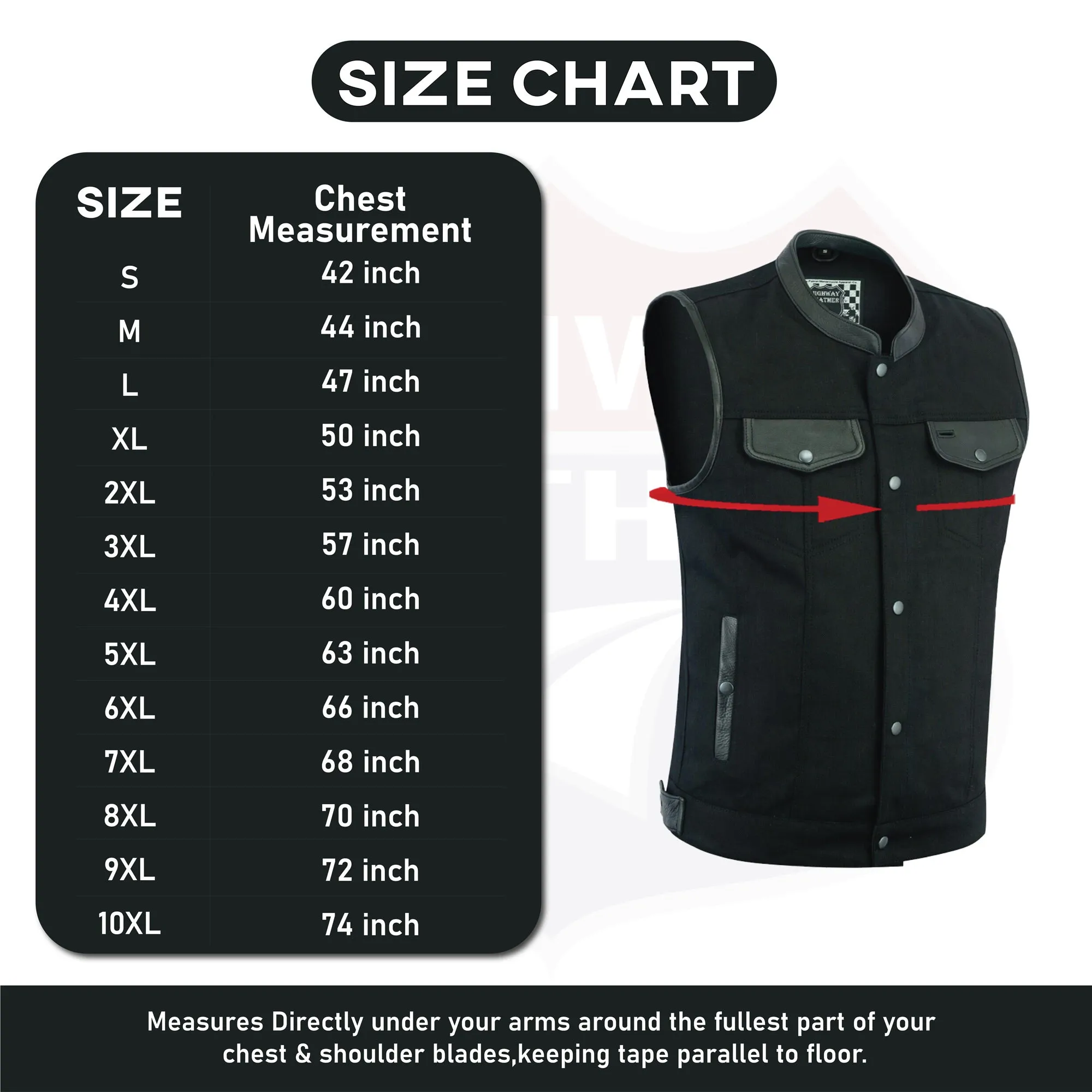 Highway Leather Tifton Motorcycle Vest, Gun pockets, SOA Club, Hardcore Biker Vest