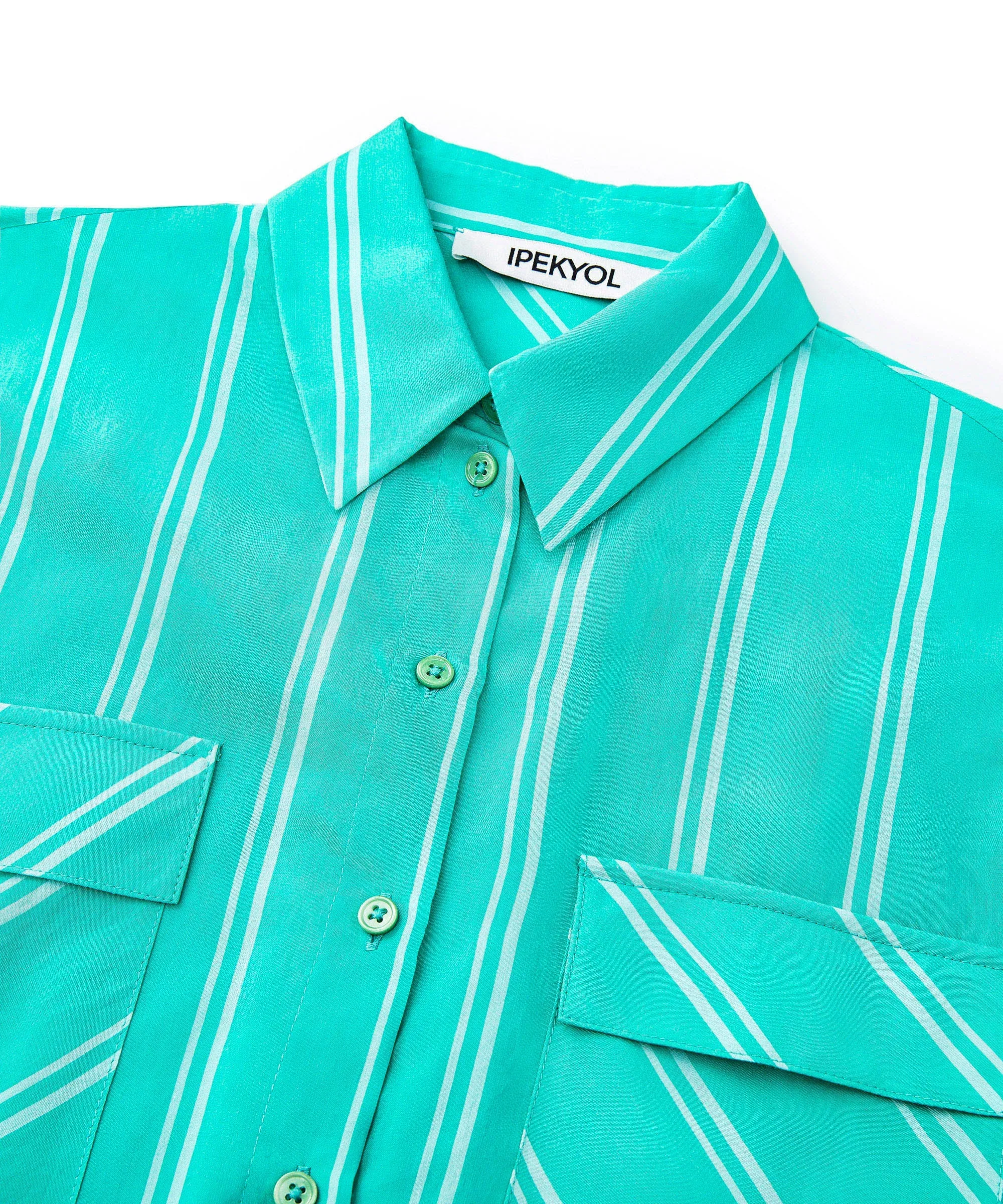 Ipekyol Line Pattern Pocket Detail Shirt Turquse