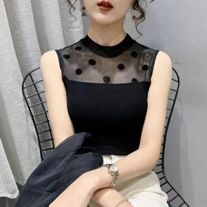Korean Fashion Casual Mesh Tank Tops For Women Summer Style