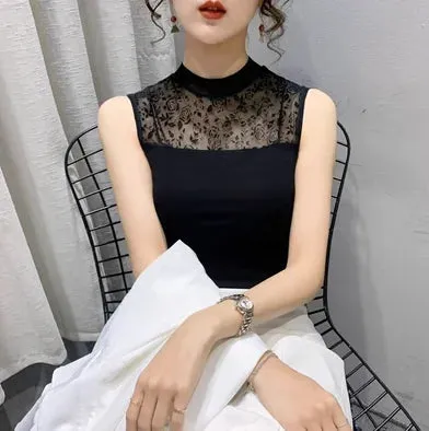 Korean Fashion Casual Mesh Tank Tops For Women Summer Style