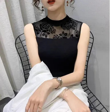 Korean Fashion Casual Mesh Tank Tops For Women Summer Style