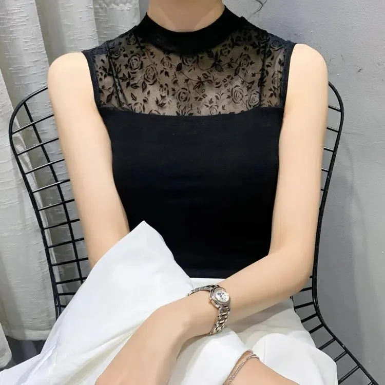 Korean Fashion Casual Mesh Tank Tops For Women Summer Style